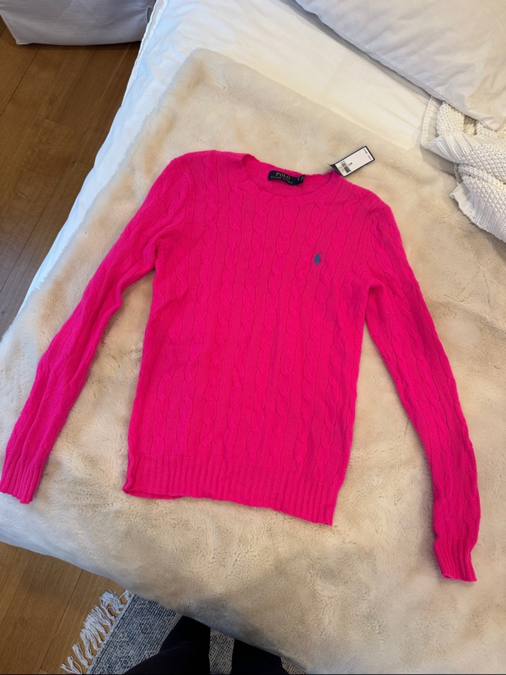 Ralph Lauren Women's Cable-Knit Crewneck Sweater - Neon Pink